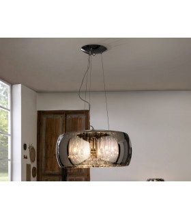 6 Light Dimmable Crystal Ceiling Pendant with Remote Control Chrome, Mirror, G9 - 1
