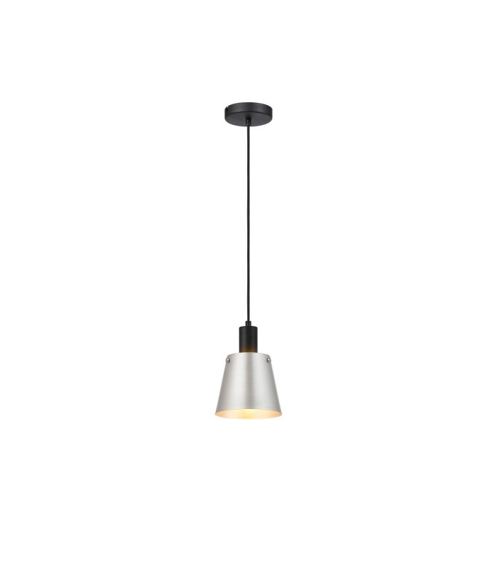 Greenport Single Pendant 16cm x 14cm Shade 1 Light E27 Sand Black/Light Grey/Silver Metal Shade-4