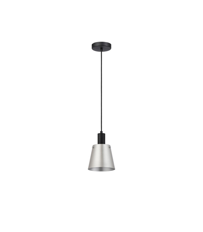 Greenport Single Pendant 16cm x 14cm Shade 1 Light E27 Sand Black/Light Grey/Silver Metal Shade-5