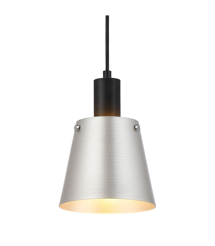 Greenport Single Pendant 16cm x 14cm Shade 1 Light E27 Sand Black/Light Grey/Silver Metal Shade-7