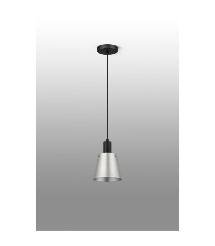 Greenport Single Pendant 16cm x 14cm Shade 1 Light E27 Sand Black/Light Grey/Silver Metal Shade-8