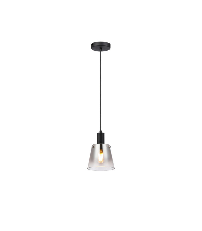 Greenport Single Pendant 16cm x 14cm Shade 1 Light E27 Sand Black/Smoke Faded Glass Shade-4
