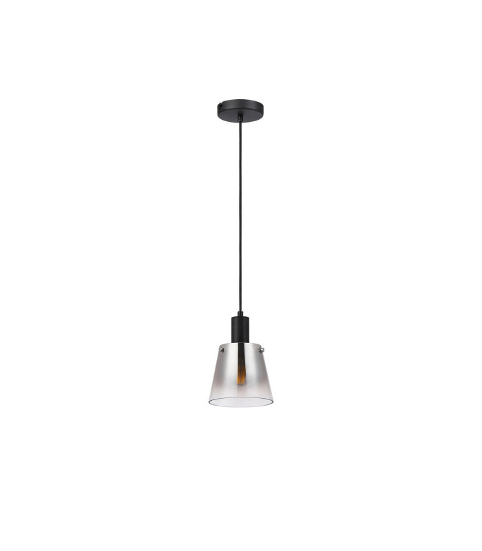 Greenport Single Pendant 16cm x 14cm Shade 1 Light E27 Sand Black/Smoke Faded Glass Shade-5