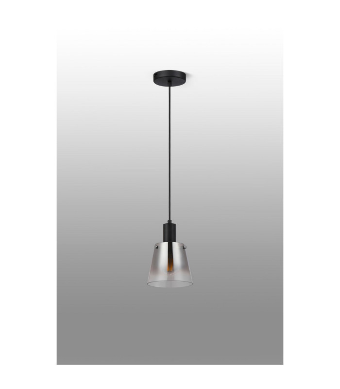 Greenport Single Pendant 16cm x 14cm Shade 1 Light E27 Sand Black/Smoke Faded Glass Shade-8