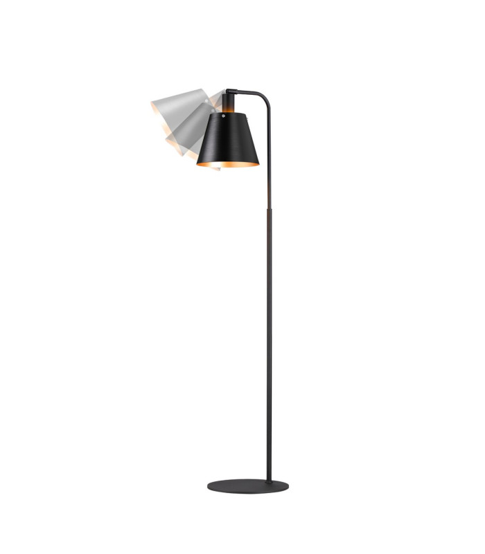 Greenport Floor Lamp 23cm x 18cm Shade 1 Light E27 Sand Black/Black/Gold Metal Shade-4