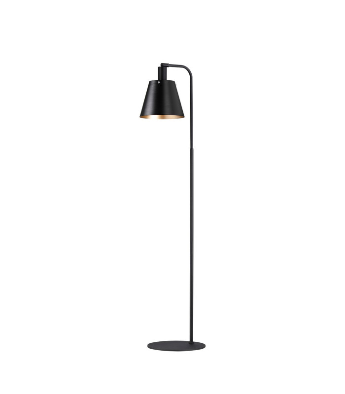Greenport Floor Lamp 23cm x 18cm Shade 1 Light E27 Sand Black/Black/Gold Metal Shade-5