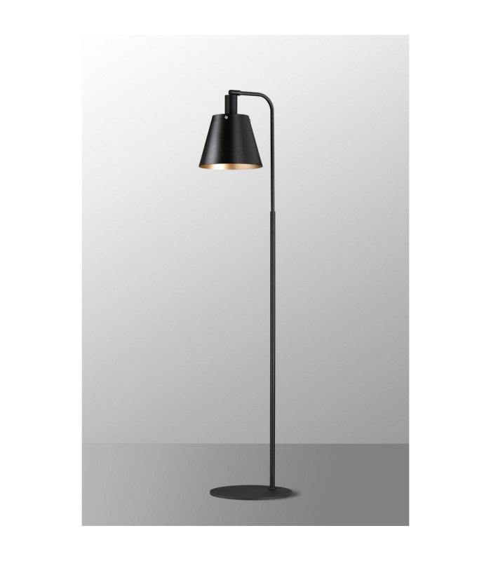 Greenport Floor Lamp 23cm x 18cm Shade 1 Light E27 Sand Black/Black/Gold Metal Shade-13