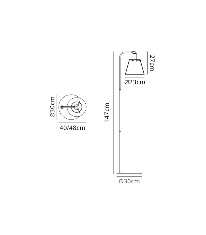 Greenport Floor Lamp 23cm x 18cm Shade 1 Light E27 Sand Black/Brass/Gold Metal Shade-2