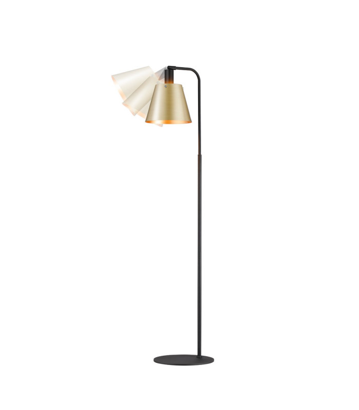 Greenport Floor Lamp 23cm x 18cm Shade 1 Light E27 Sand Black/Brass/Gold Metal Shade-4