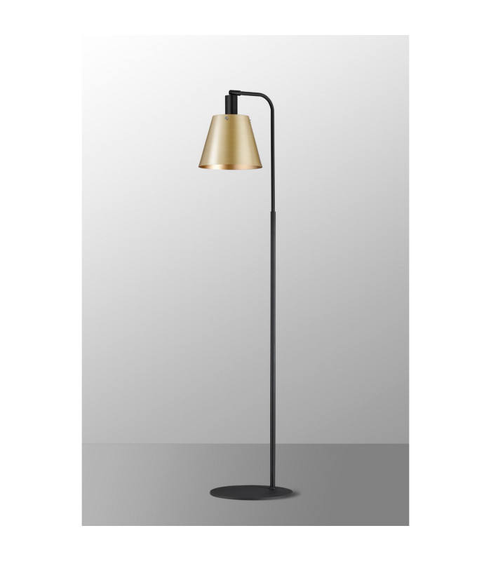 Greenport Floor Lamp 23cm x 18cm Shade 1 Light E27 Sand Black/Brass/Gold Metal Shade-9