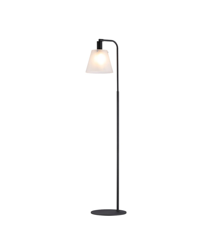Greenport Floor Lamp 23cm x 18cm Shade 1 Light E27 Sand Black/Frosted White Glass Shade-1