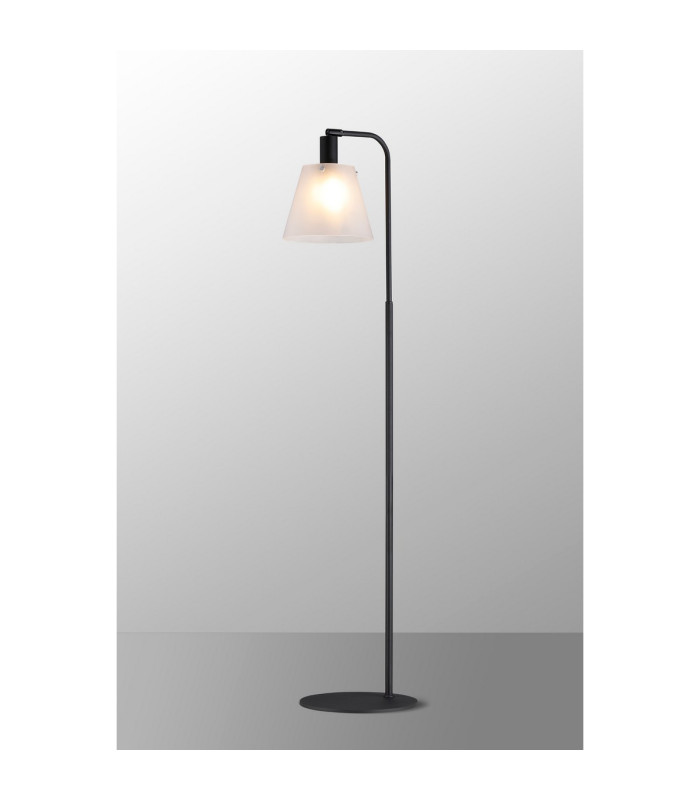 Greenport Floor Lamp 23cm x 18cm Shade 1 Light E27 Sand Black/Frosted White Glass Shade-3