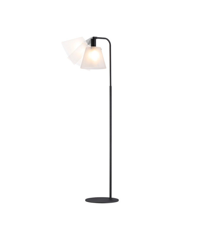 Greenport Floor Lamp 23cm x 18cm Shade 1 Light E27 Sand Black/Frosted White Glass Shade-4