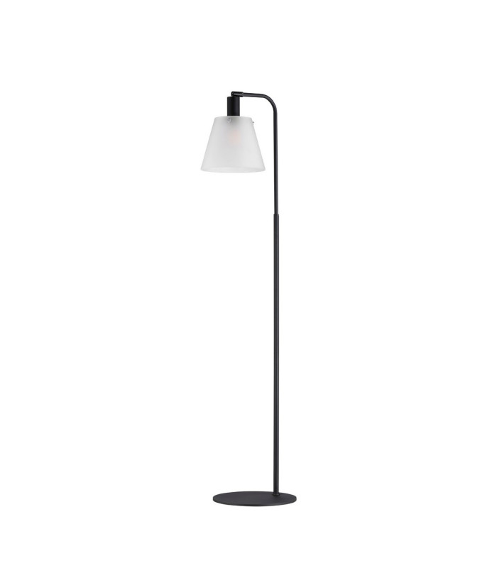 Greenport Floor Lamp 23cm x 18cm Shade 1 Light E27 Sand Black/Frosted White Glass Shade-5