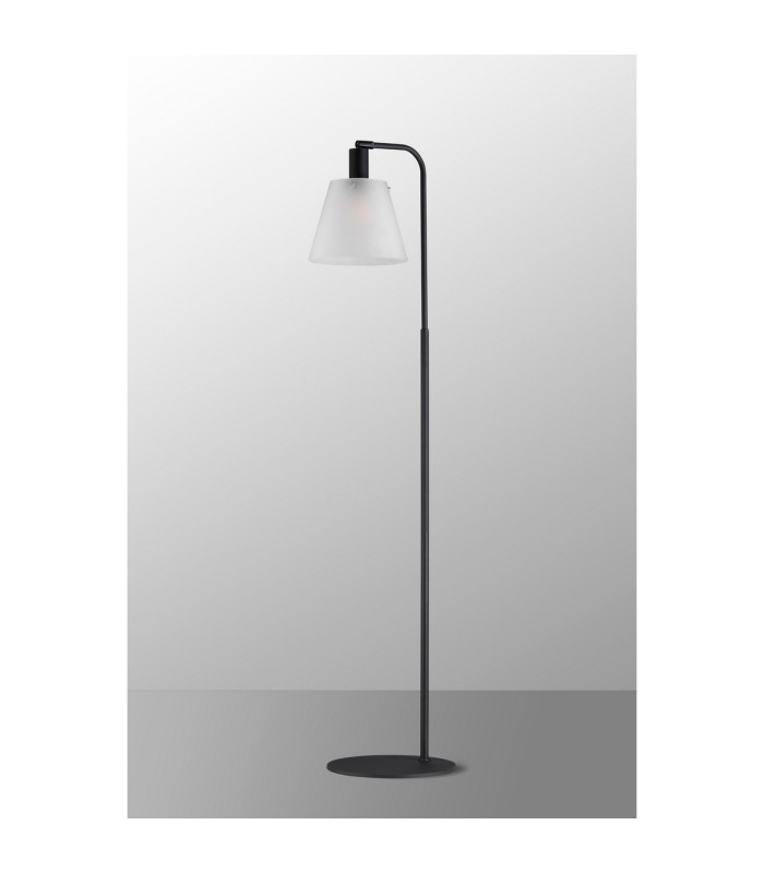 Greenport Floor Lamp 23cm x 18cm Shade 1 Light E27 Sand Black/Frosted White Glass Shade-9