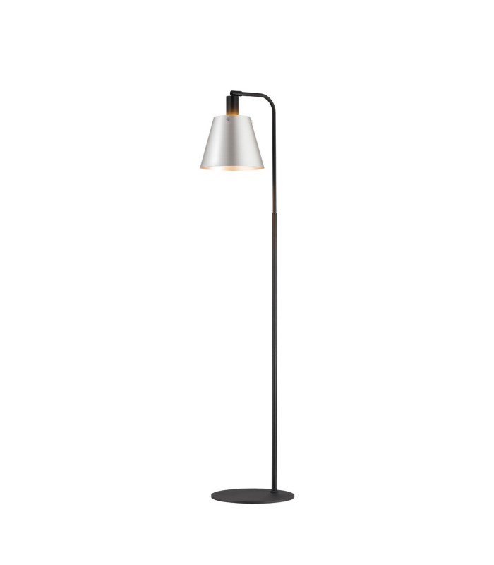 Greenport Floor Lamp 23cm x 18cm Shade 1 Light E27 Sand Black/Light Grey/Silver Metal Shade-1