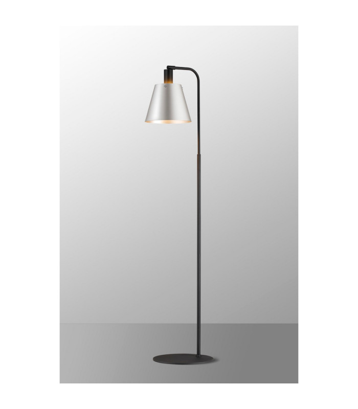 Greenport Floor Lamp 23cm x 18cm Shade 1 Light E27 Sand Black/Light Grey/Silver Metal Shade-3