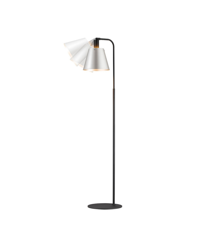 Greenport Floor Lamp 23cm x 18cm Shade 1 Light E27 Sand Black/Light Grey/Silver Metal Shade-4