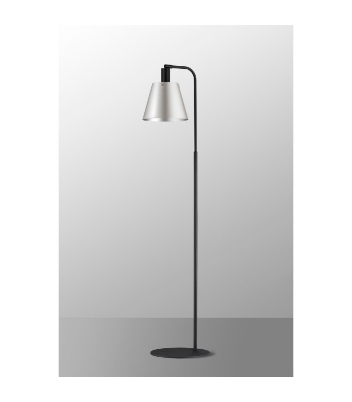 Greenport Floor Lamp 23cm x 18cm Shade 1 Light E27 Sand Black/Light Grey/Silver Metal Shade-9