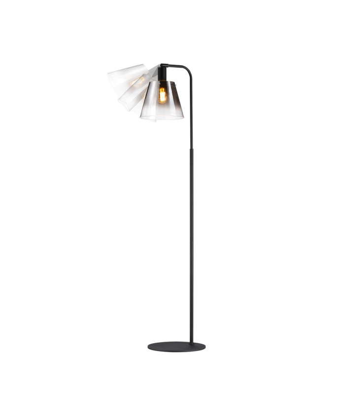 Greenport Floor Lamp 23cm x 18cm Shade 1 Light E27 Sand Black/Smoke Faded Glass Shade-4