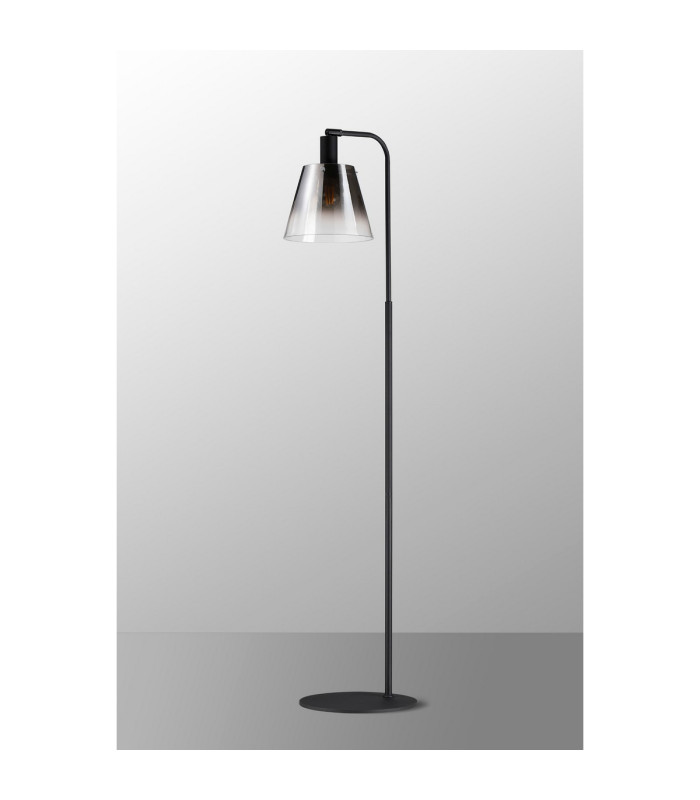 Greenport Floor Lamp 23cm x 18cm Shade 1 Light E27 Sand Black/Smoke Faded Glass Shade-9
