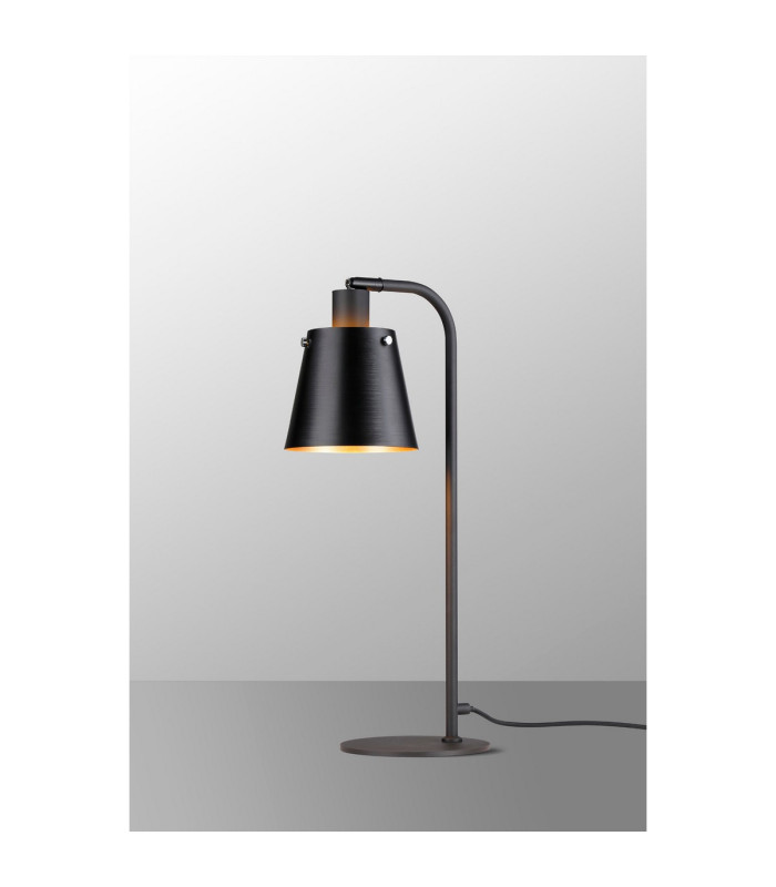 Greenport Table Lamp 16cm x 14cm Shade 1 Light E27 Sand Black/Black/Gold Metal Shade-3