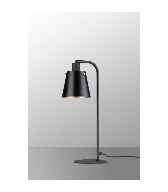 Greenport Table Lamp 16cm x 14cm Shade 1 Light E27 Sand Black/Black/Gold Metal Shade-13
