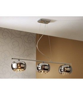 3 Light Crystal Bar Ceiling Pendant Chrome, G9 - 1