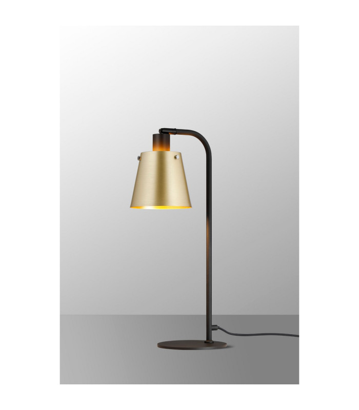 Greenport Table Lamp 16cm x 14cm Shade 1 Light E27 Sand Black/Brass/Gold Metal Shade-3