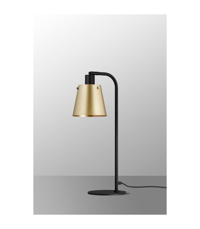 Greenport Table Lamp 16cm x 14cm Shade 1 Light E27 Sand Black/Brass/Gold Metal Shade-9
