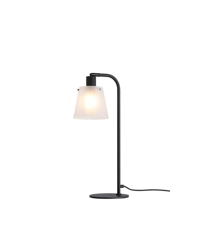 Greenport Table Lamp 16cm x 14cm Shade 1 Light E27 Sand Black/Frosted White Glass Shade-1