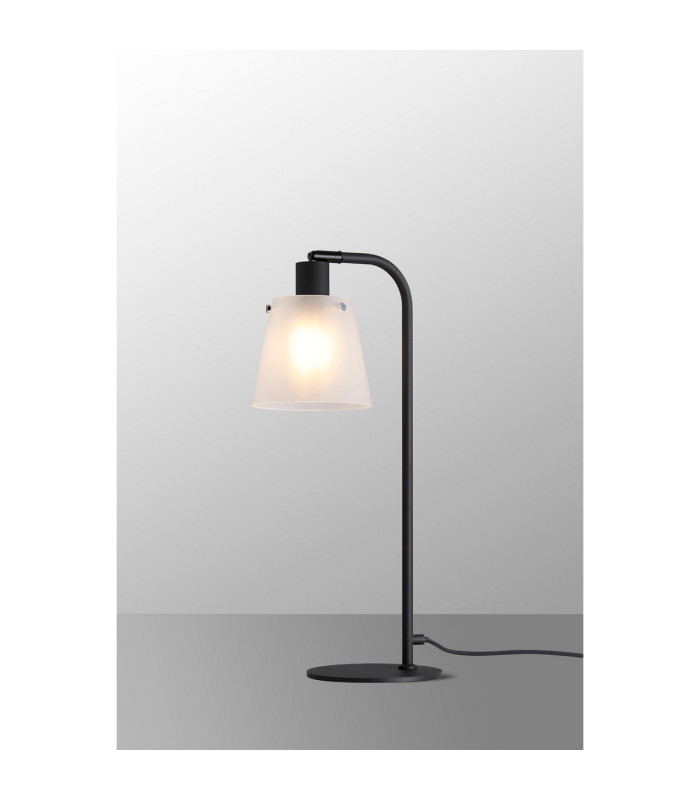 Greenport Table Lamp 16cm x 14cm Shade 1 Light E27 Sand Black/Frosted White Glass Shade-3