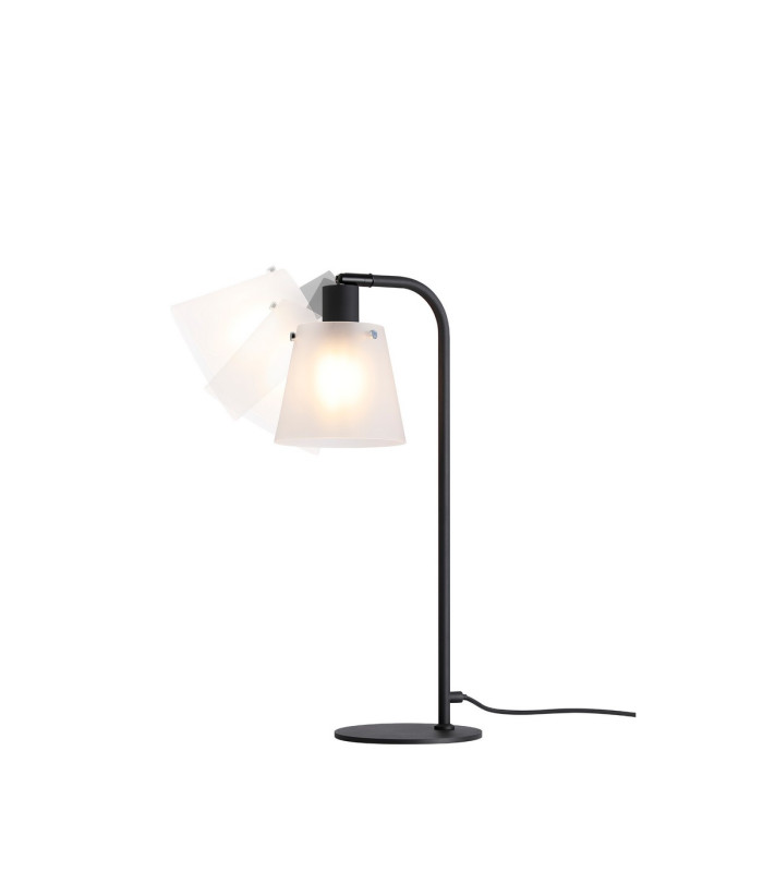 Greenport Table Lamp 16cm x 14cm Shade 1 Light E27 Sand Black/Frosted White Glass Shade-4