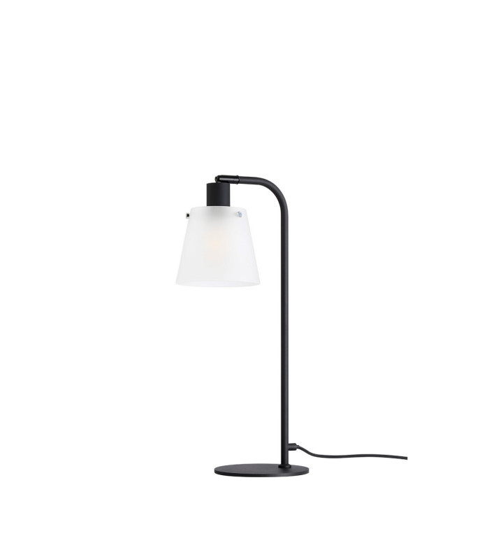 Greenport Table Lamp 16cm x 14cm Shade 1 Light E27 Sand Black/Frosted White Glass Shade-5