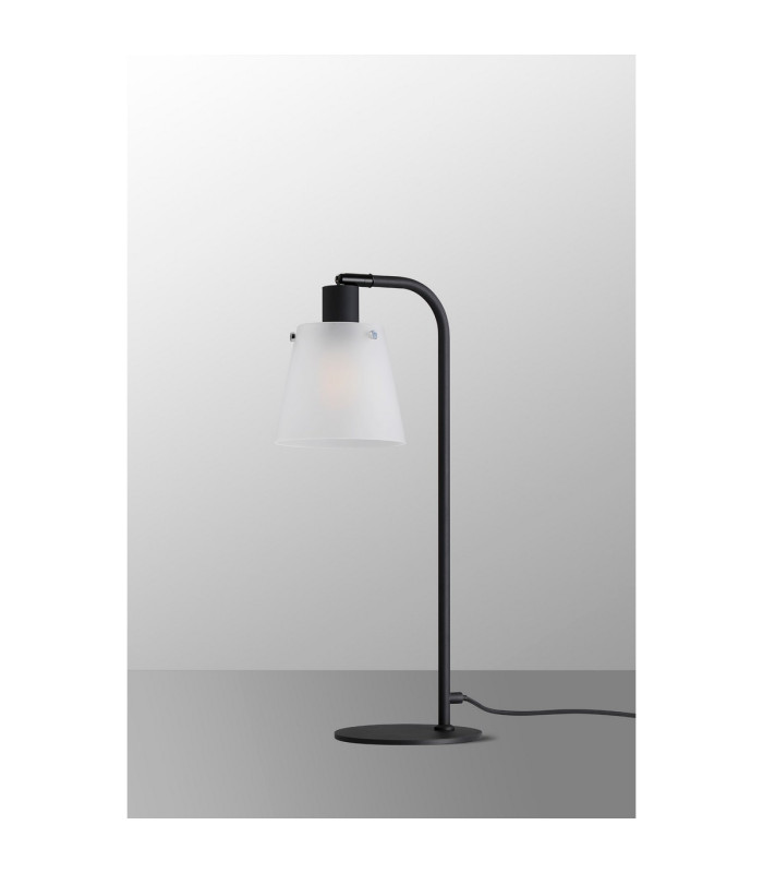 Greenport Table Lamp 16cm x 14cm Shade 1 Light E27 Sand Black/Frosted White Glass Shade-9
