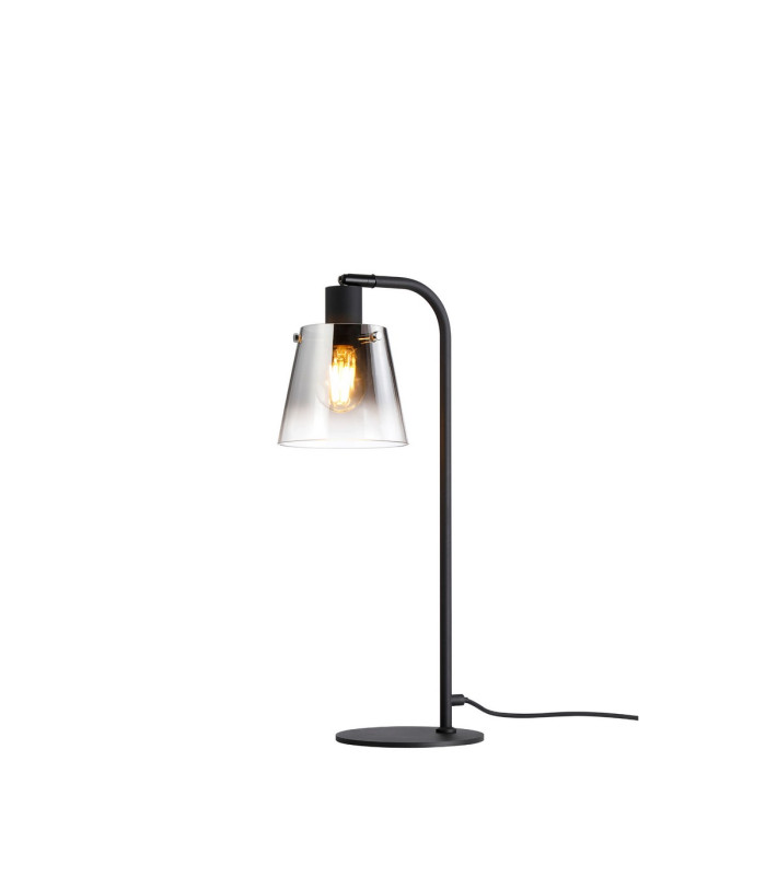 Greenport Table Lamp 16cm x 14cm Shade 1 Light E27 Sand Black/Smoke Faded Glass Shade-1