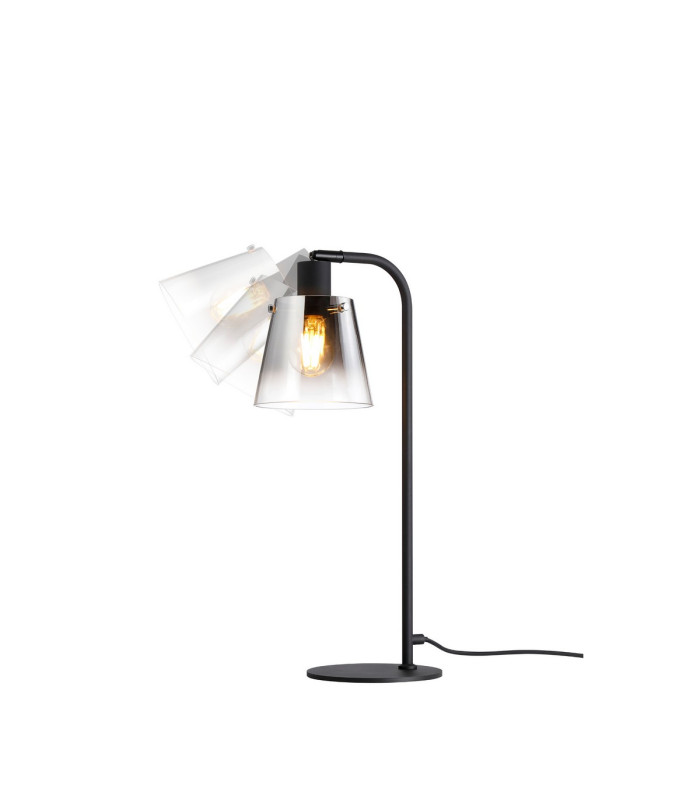 Greenport Table Lamp 16cm x 14cm Shade 1 Light E27 Sand Black/Smoke Faded Glass Shade-4