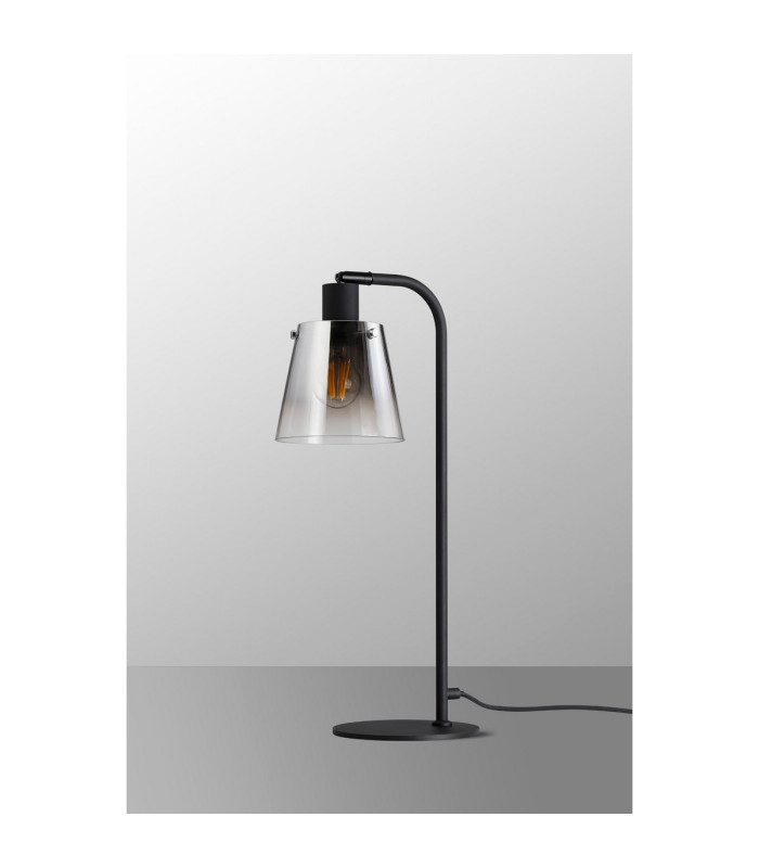 Greenport Table Lamp 16cm x 14cm Shade 1 Light E27 Sand Black/Smoke Faded Glass Shade-9