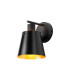 Greenport Wall Light Switched 16cm x 14cm Shade 1 Light E27 Sand Black/Black/Gold Metal Shade-1