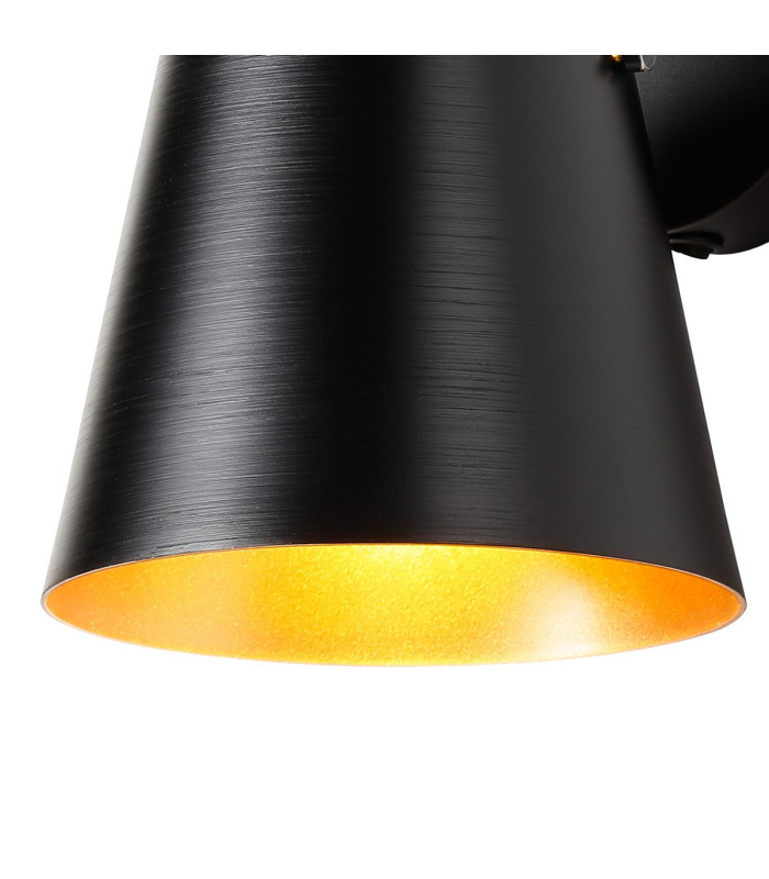 Greenport Wall Light Switched 16cm x 14cm Shade 1 Light E27 Sand Black/Black/Gold Metal Shade-6