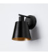 Greenport Wall Light Switched 16cm x 14cm Shade 1 Light E27 Sand Black/Black/Gold Metal Shade-7