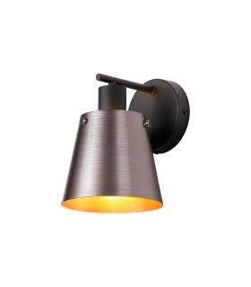 Greenport Wall Light Switched 16cm x 14cm Shade 1 Light E27 Sand Black/Brown/Copper Metal Shade-1