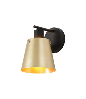 Greenport Wall Light Switched 16cm x 14cm Shade 1 Light E27 Sand Black/Brass/Gold Metal Shade-1