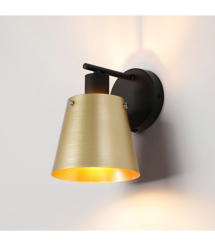 Greenport Wall Light Switched 16cm x 14cm Shade 1 Light E27 Sand Black/Brass/Gold Metal Shade-3