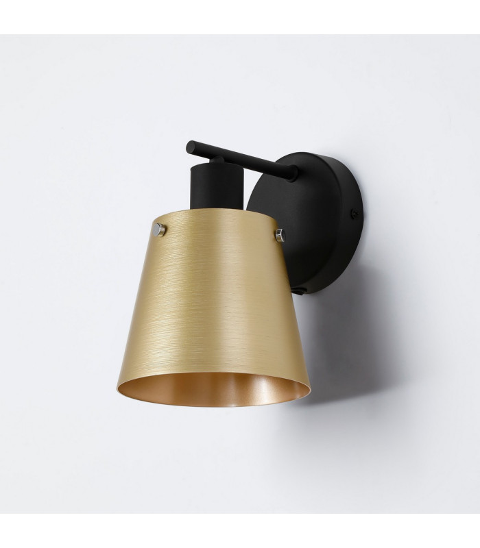Greenport Wall Light Switched 16cm x 14cm Shade 1 Light E27 Sand Black/Brass/Gold Metal Shade-7