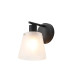 Greenport Wall Light Switched 16cm x 14cm Shade 1 Light E27 Sand Black/Frosted White Glass Shade-1