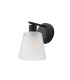 Greenport Wall Light Switched 16cm x 14cm Shade 1 Light E27 Sand Black/Frosted White Glass Shade-4