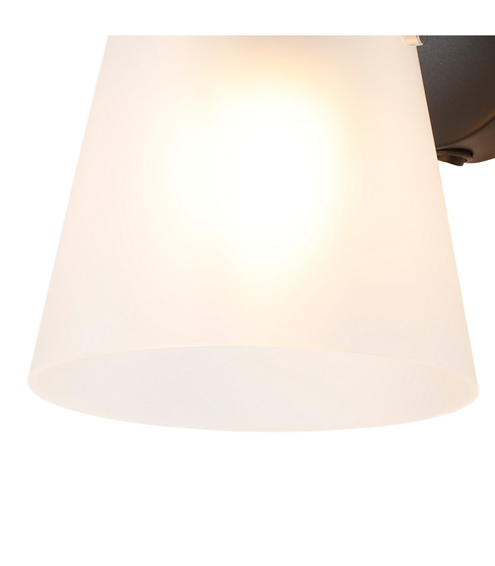 Greenport Wall Light Switched 16cm x 14cm Shade 1 Light E27 Sand Black/Frosted White Glass Shade-6