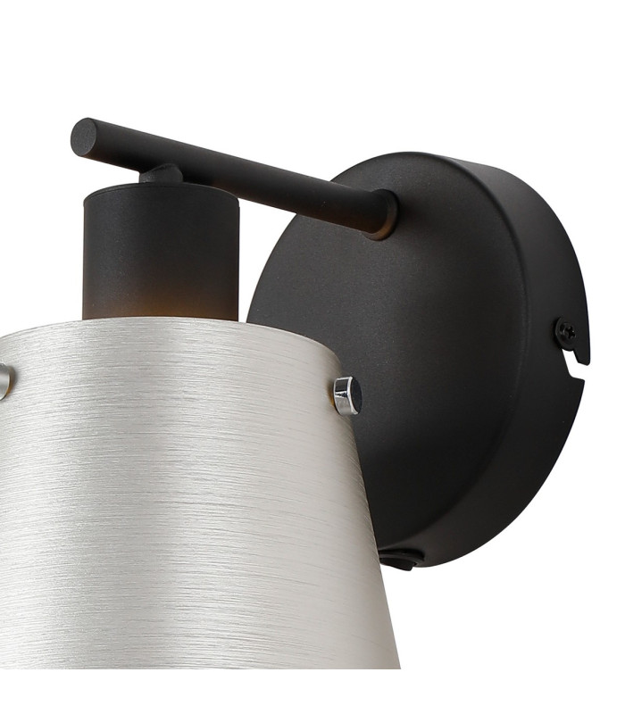 Greenport Wall Light Switched 16cm x 14cm Shade 1 Light E27 Sand Black/Light Grey/Silver Metal Shade-5