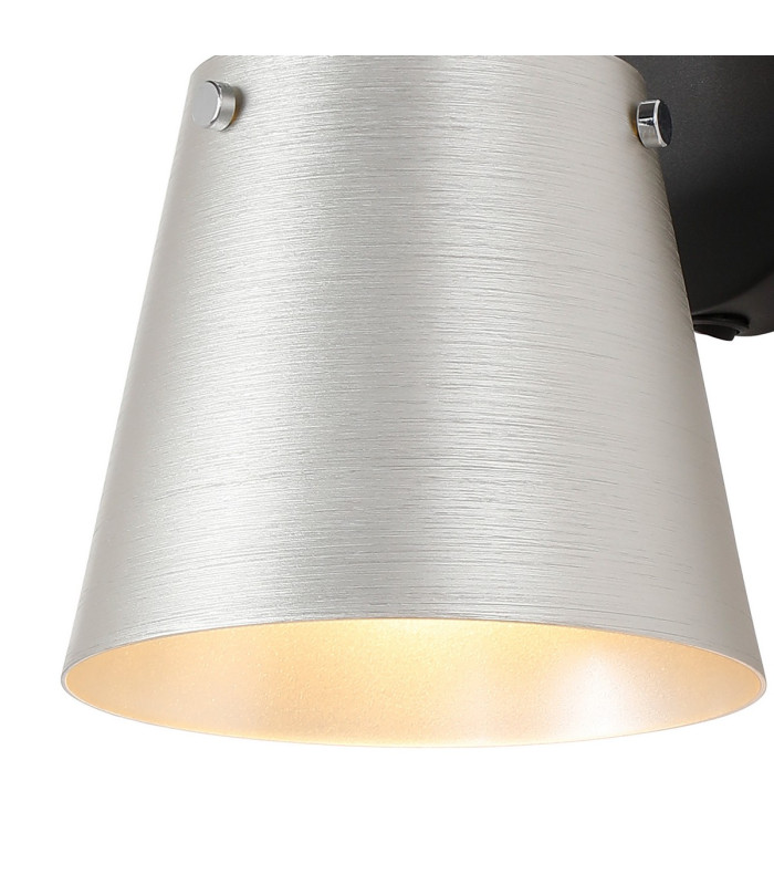 Greenport Wall Light Switched 16cm x 14cm Shade 1 Light E27 Sand Black/Light Grey/Silver Metal Shade-6